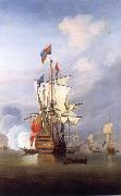 Monamy, Peter The First-rate ship Royal Sovereign stern  quarter view,in a calm painting